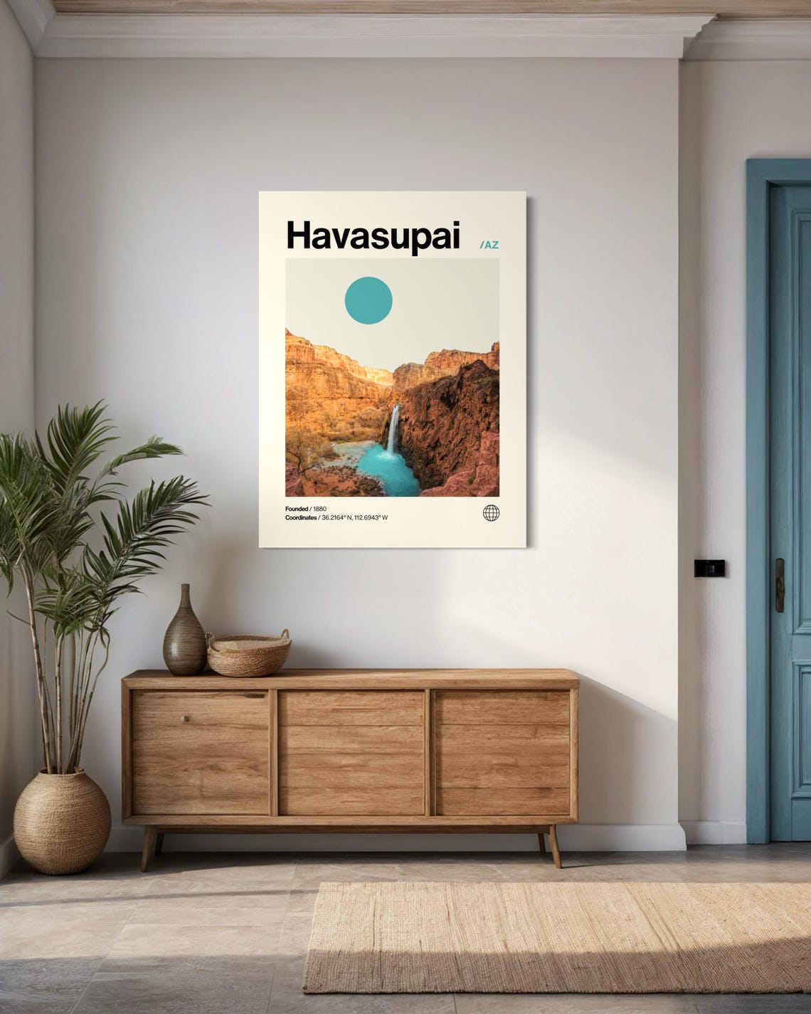 Havasupai Poster Minimalist Helvetica Mid Century Modern Havasupai Travel Print Havasupai Wall Art Havasupai Arizona Print Havasupai - Image 2