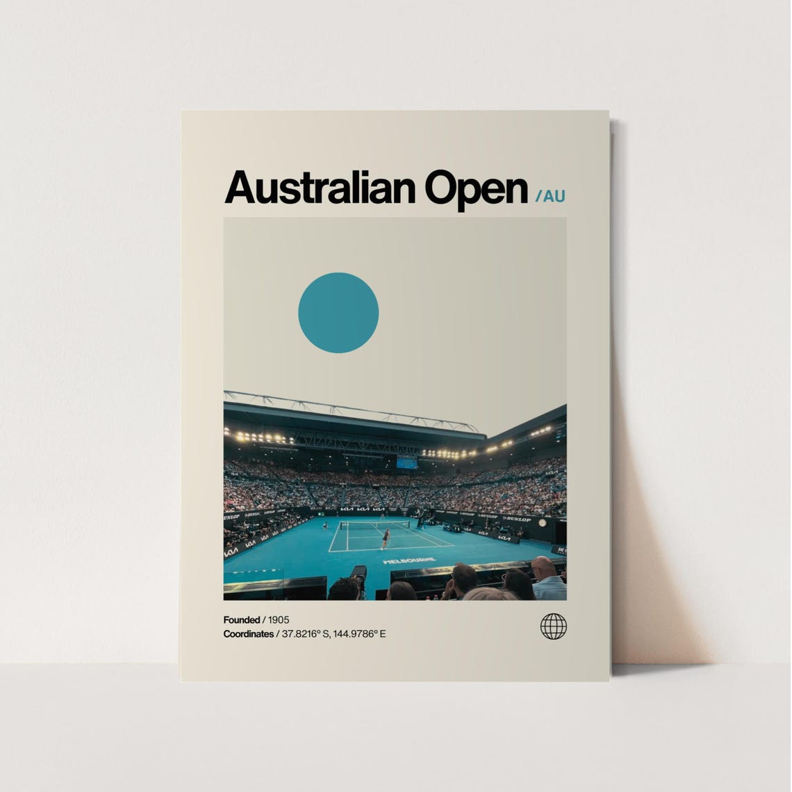 Australian Open Tennis Grand Slam Stadium Night Minimalist Poster