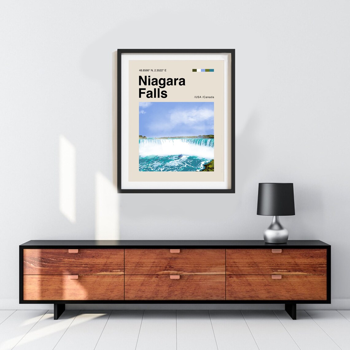 Niagara Falls USA Canada Horseshoe Falls Boat Scene Travel Poster - Image 2