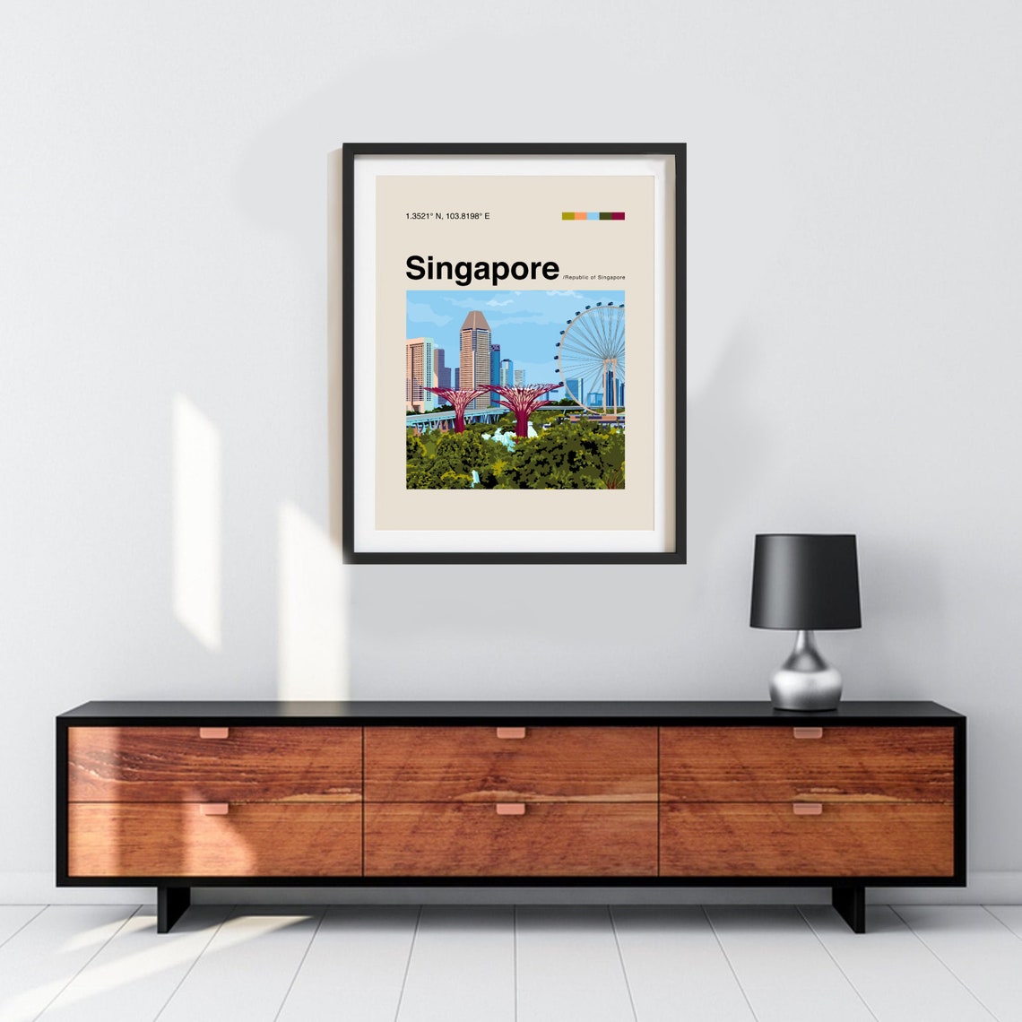 Singapore Poster Minimalist Helvetica Mid Century Modern Singapore Travel Print Singapore Wall Art Singapore Wall Art Singapore Print - Image 3