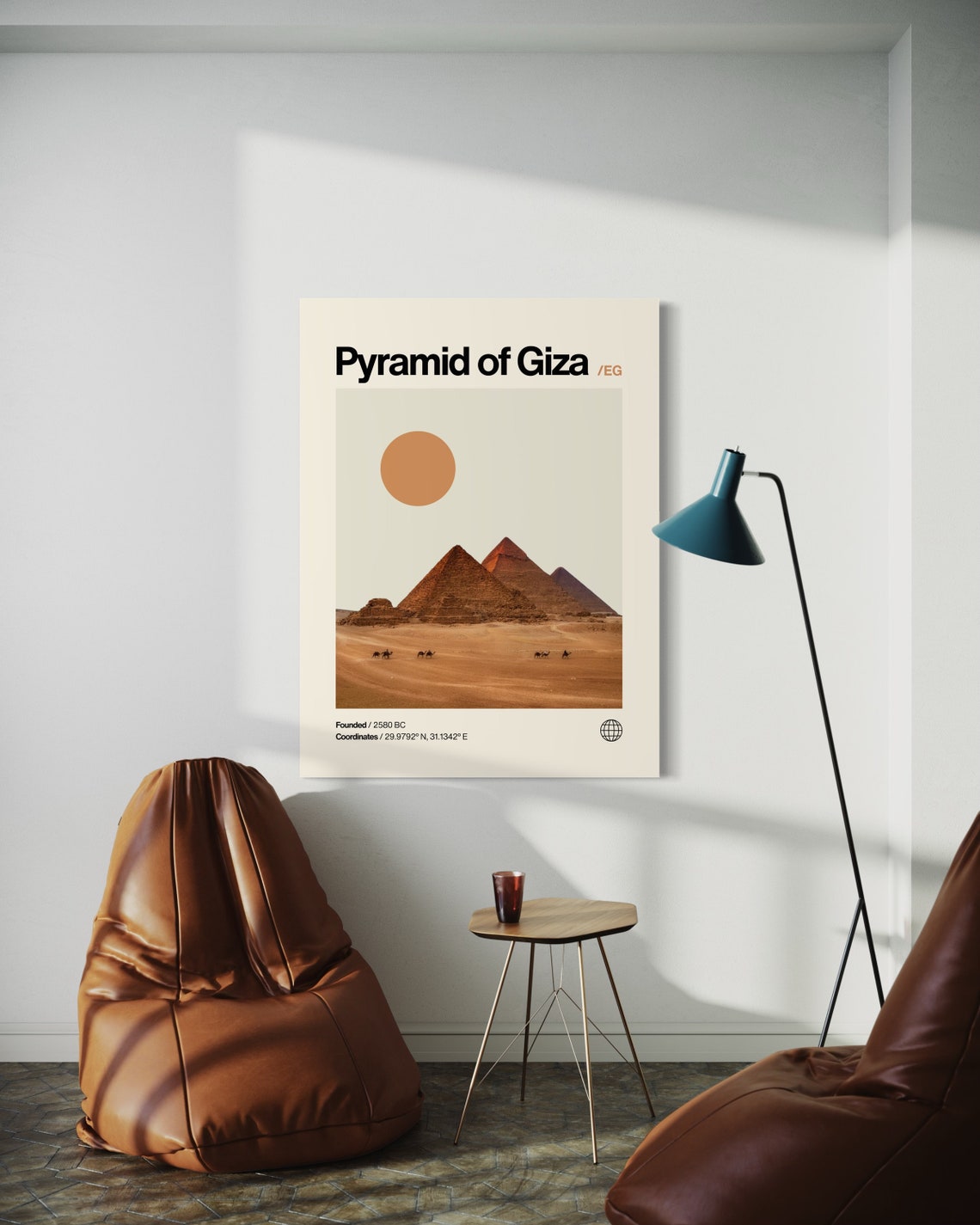 Pyramid Of Giza Poster Minimalist Helvetica Mid Century Modern Pyramid Of Giza Travel Print Pyramid Of Giza Wall Art House Art - Image 2