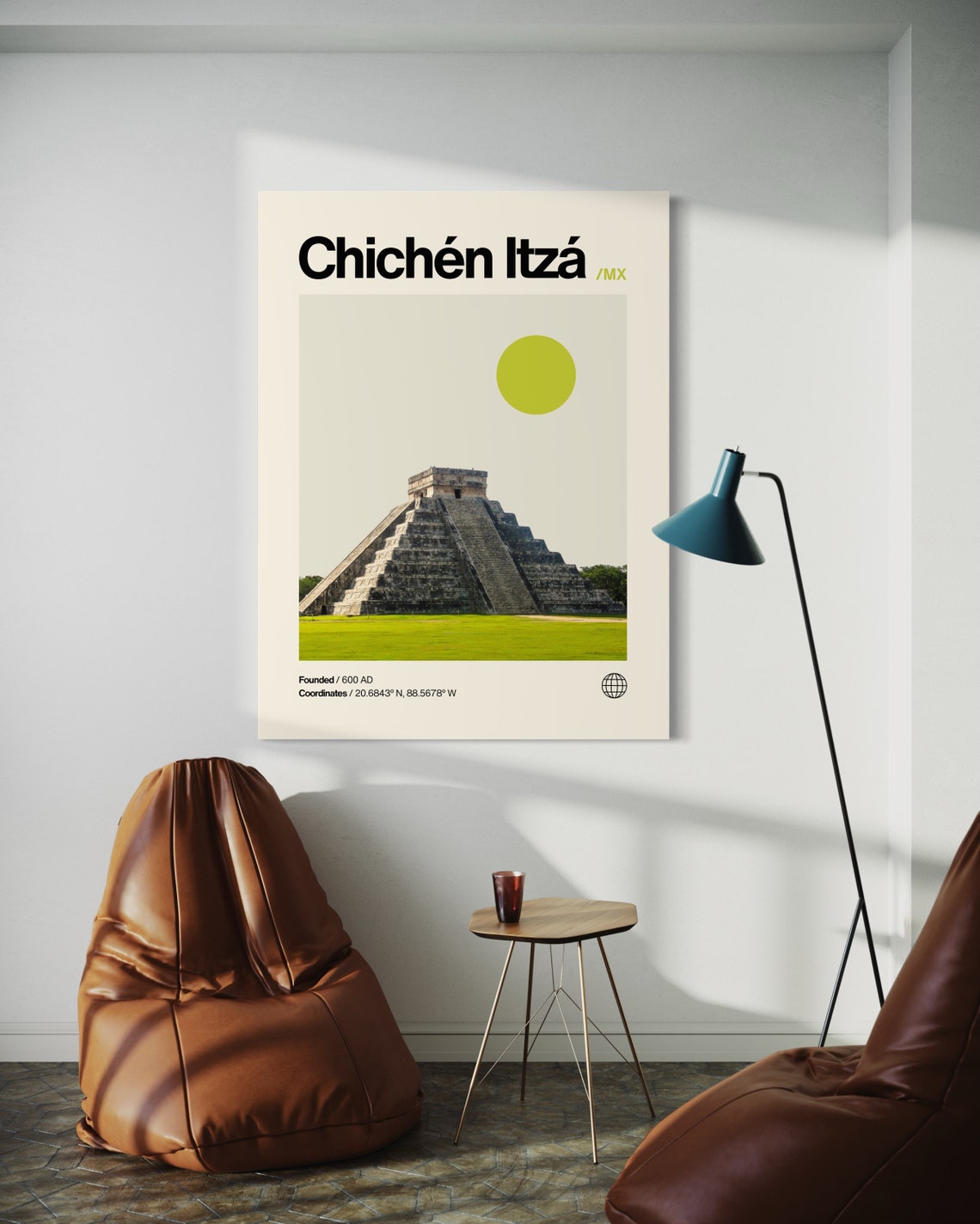 Chichen Itza Mexico Minimalist Mid Century Modern Pyramid Poster - Image 2