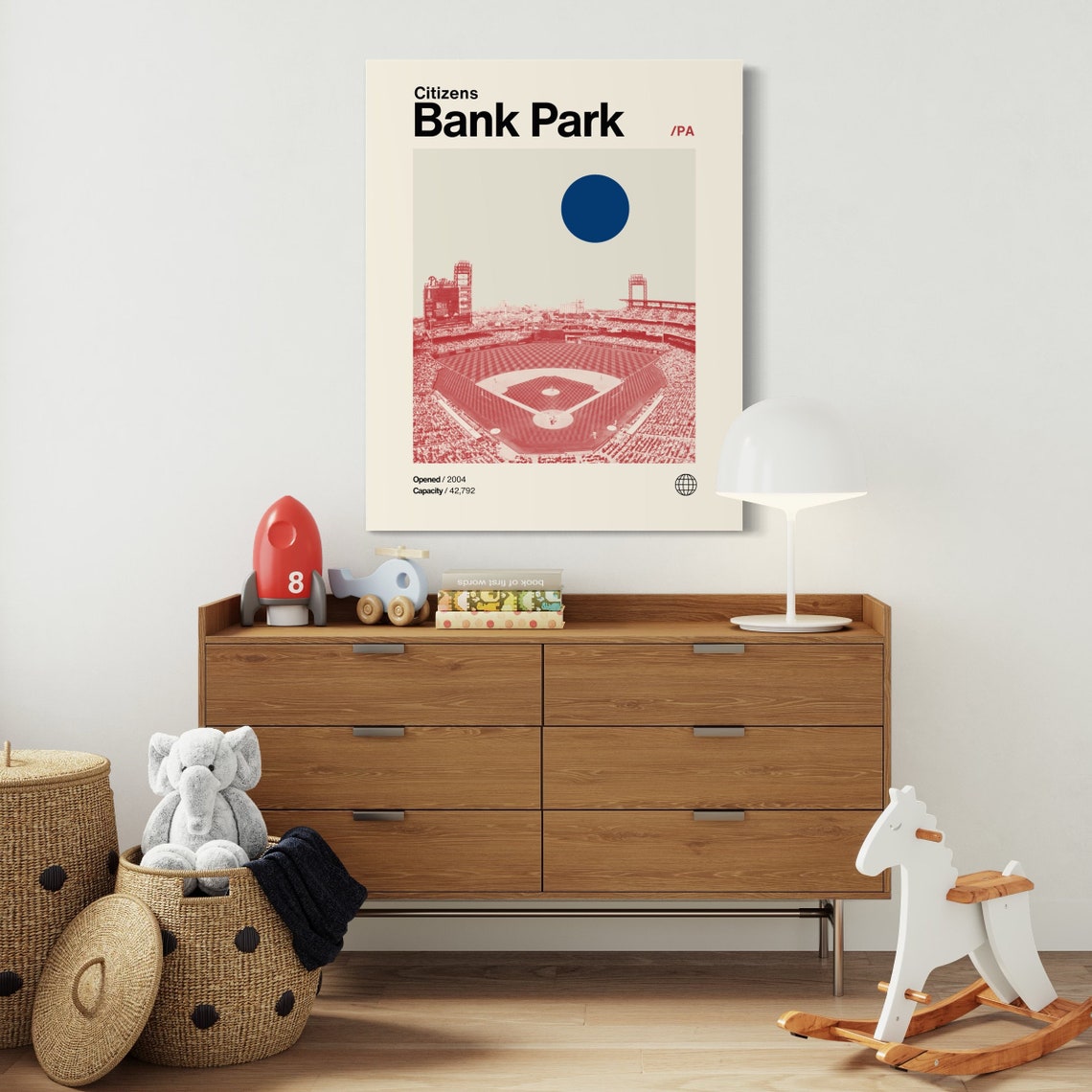 Citizens Bank Park Phillies Stadium Red Duotone Minimalist Poster - Image 3