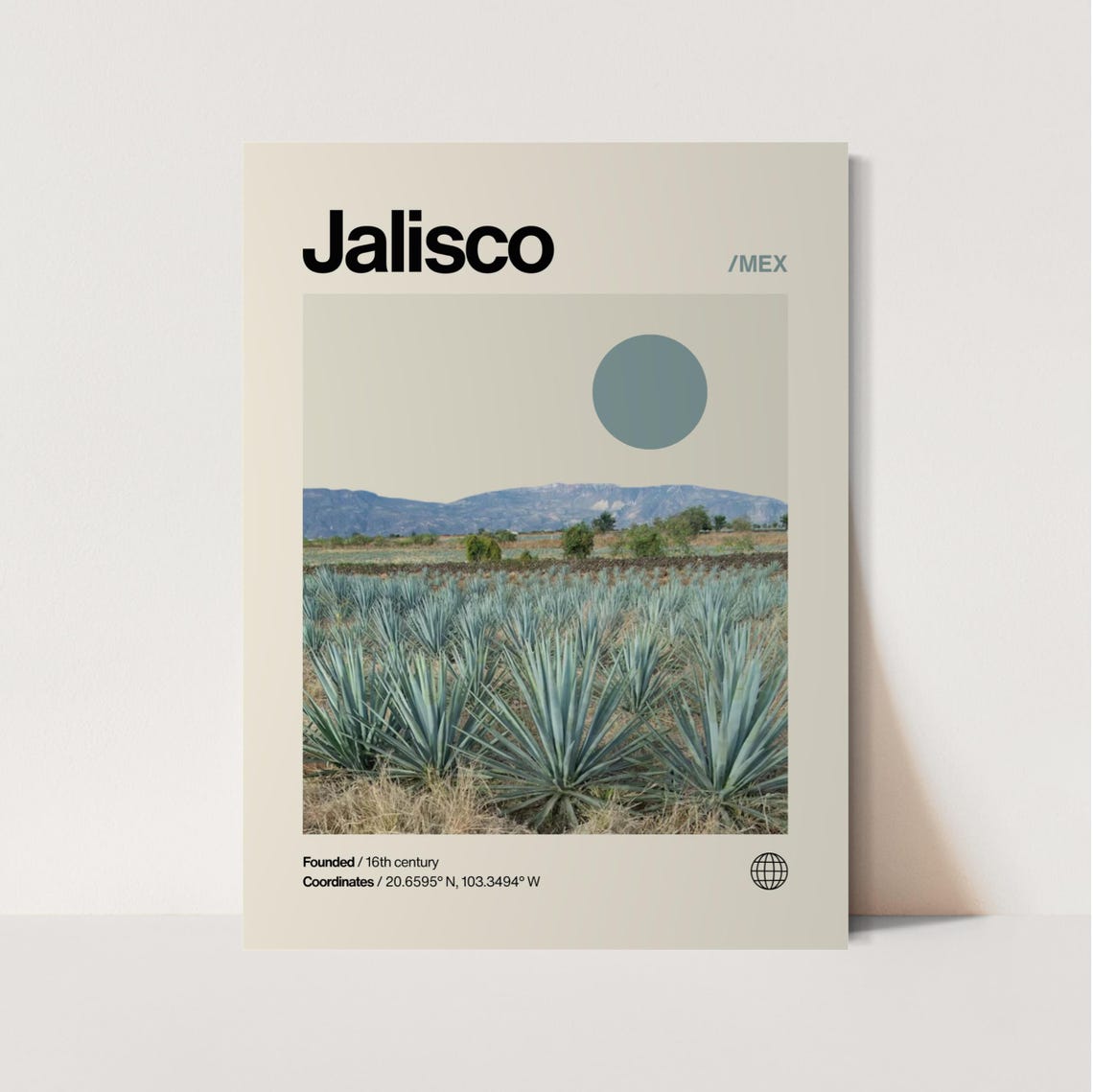 Jalisco Mexico Blue Agave Field Desert Helvetica Travel Poster