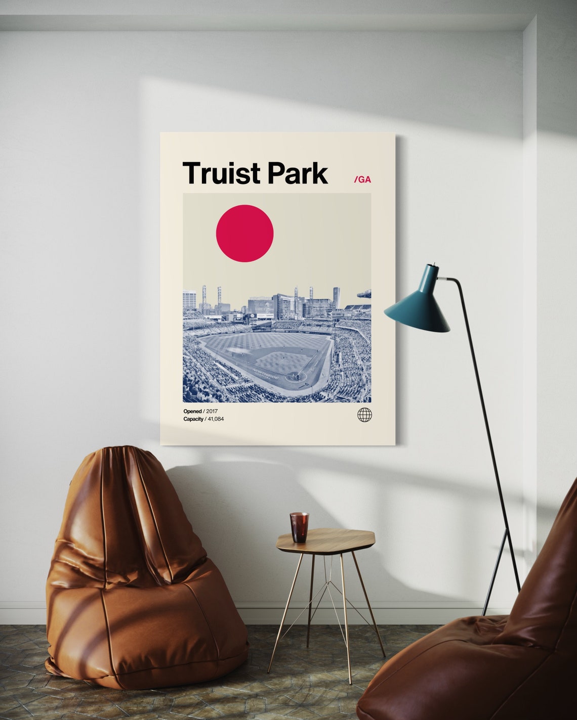 Truist Park Atlanta Braves Stadium Blue Duotone Minimalist Poster - Image 2
