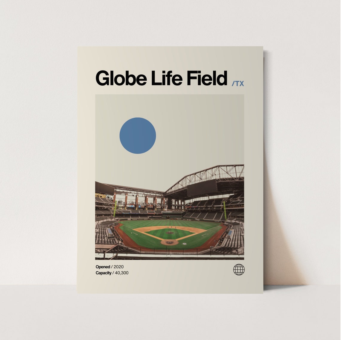 Globe Life Field Texas Rangers Baseball Stadium Minimalist Poster