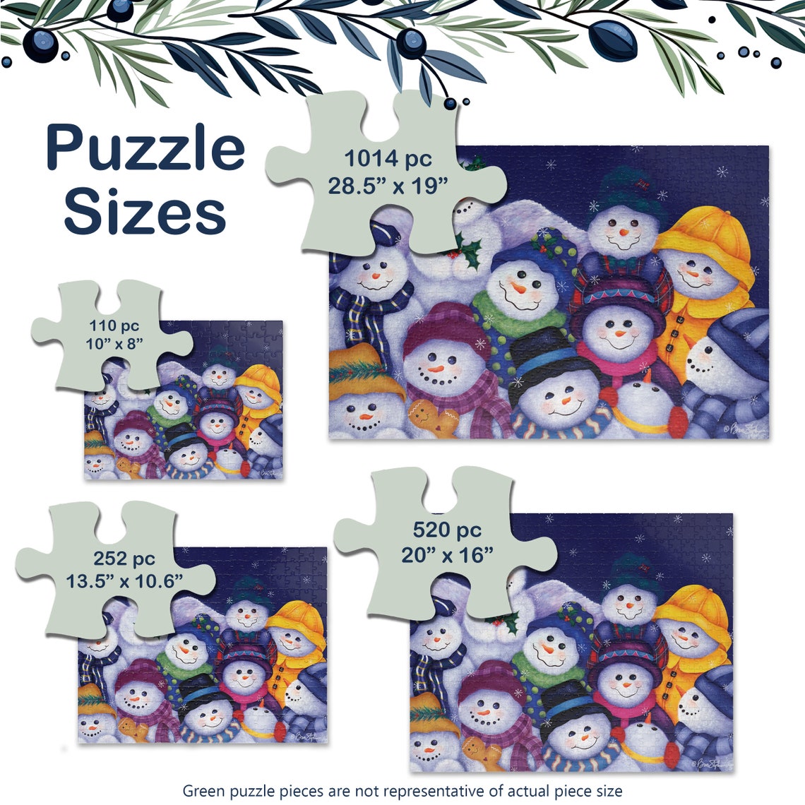 Cheerful Snowmen Family In Winter Night With Gingerbread Man Wall Art - Image 3
