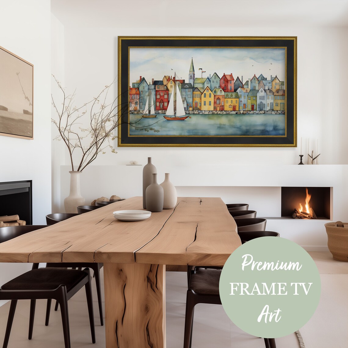 Coastal Village Summer Art Print, Nautical Decor - Image 2