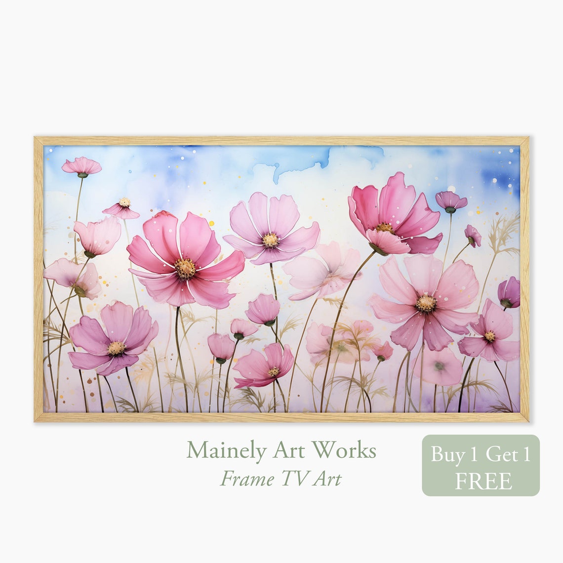 Summer Flowers Frame Tv Art Cosmos Flowers Tv Art Morning Glories Tv Art Watercolor Frame Tv Art Bonus Art