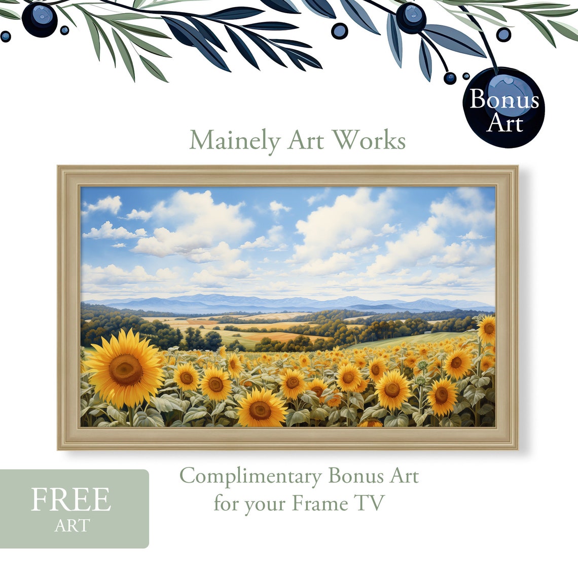 Sunflowers Frame Tv Art Field Of Sunflowers For Frame Tv Art Farm Painting Of Country Sunflowers Summer Flowers Tv Art Decor Set - Image 2