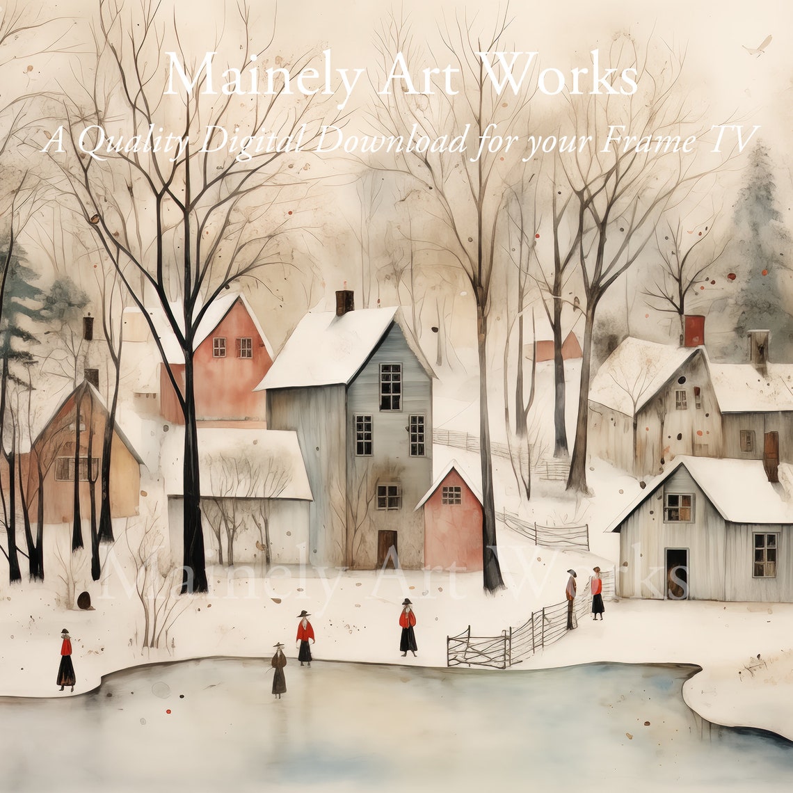 Frame Tv Vintage Art Amish Village For Frame Tv Sheep Painting Tv Art Winter Village Tv Screensaver Art Farmhouses Frame Tv Art - Image 3
