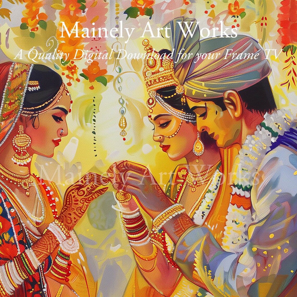 Indian Wedding Couple Ceremony Bride Groom Traditional Art Poster - Image 3