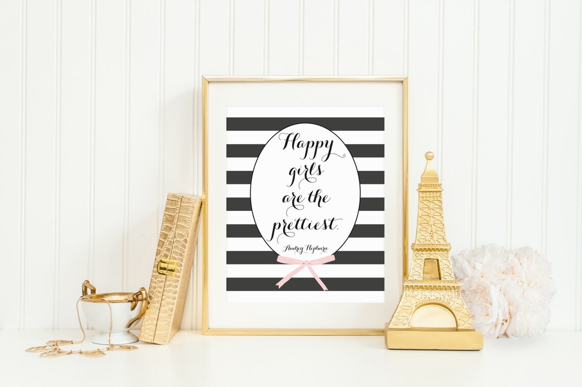 Happy Girls Are The Prettiest Audrey Hepburn Art Print