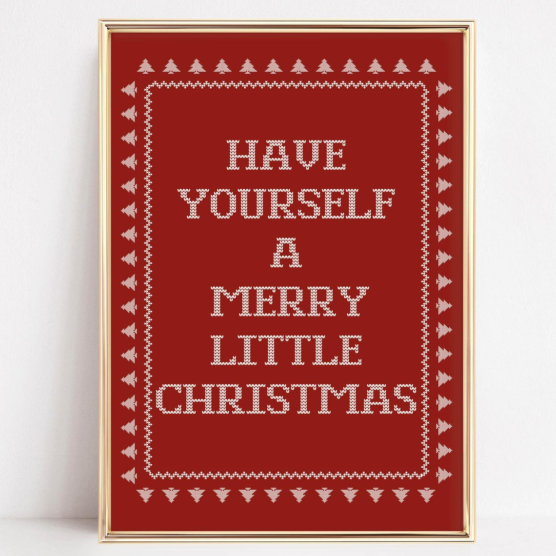 Have Yourself A Merry Little Christmas Red Knitted Style Poster