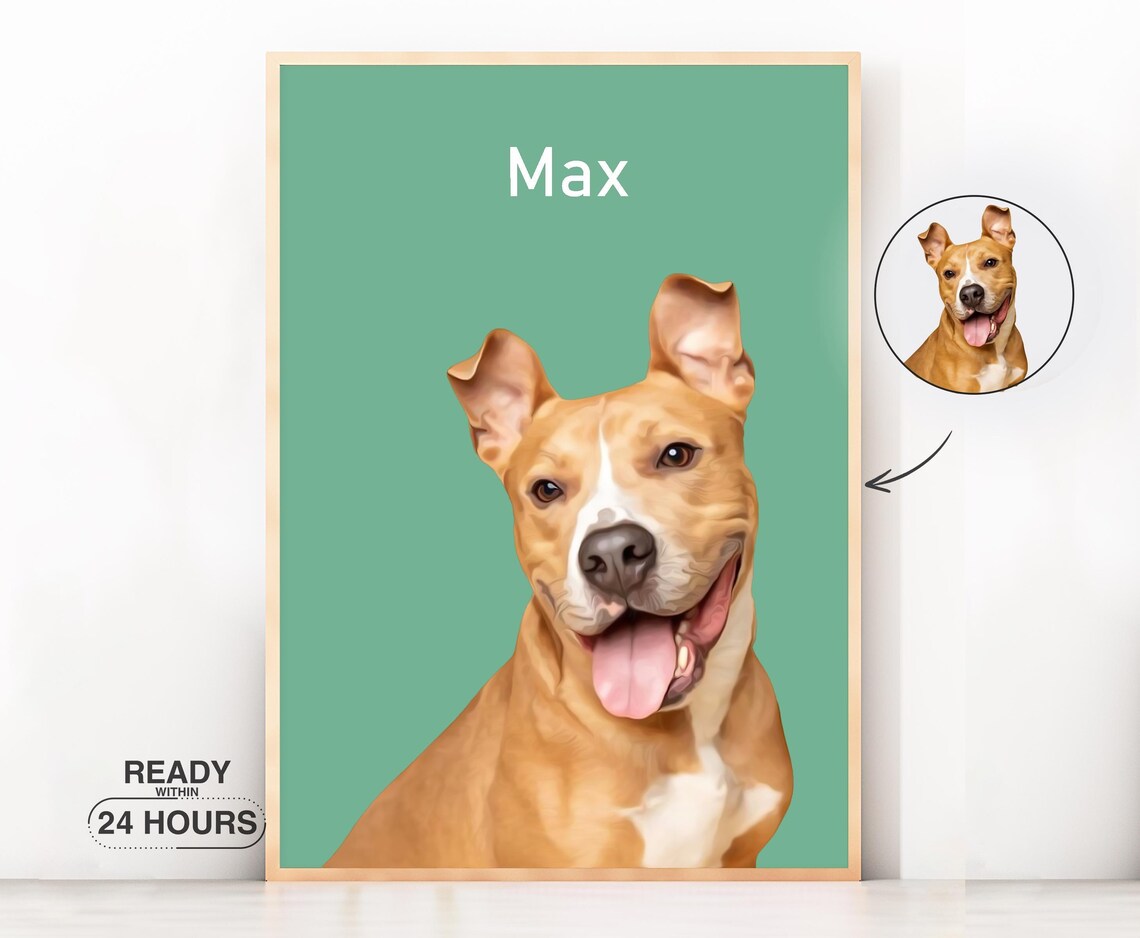 Custom Pet Portrait, Personalized Memorial Keepsake