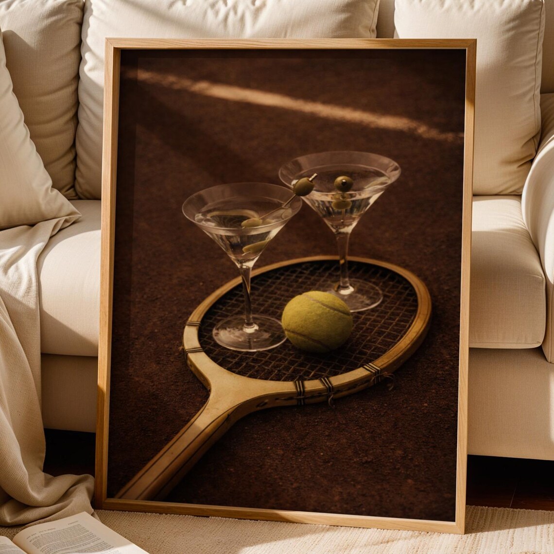 Tennis Martini Cocktail Vintage Racket Moody Country Club Poster