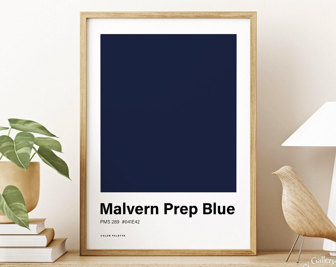 Malvern Prep Blue Color Palette Swatch Minimalist Navy Wall Art Poster