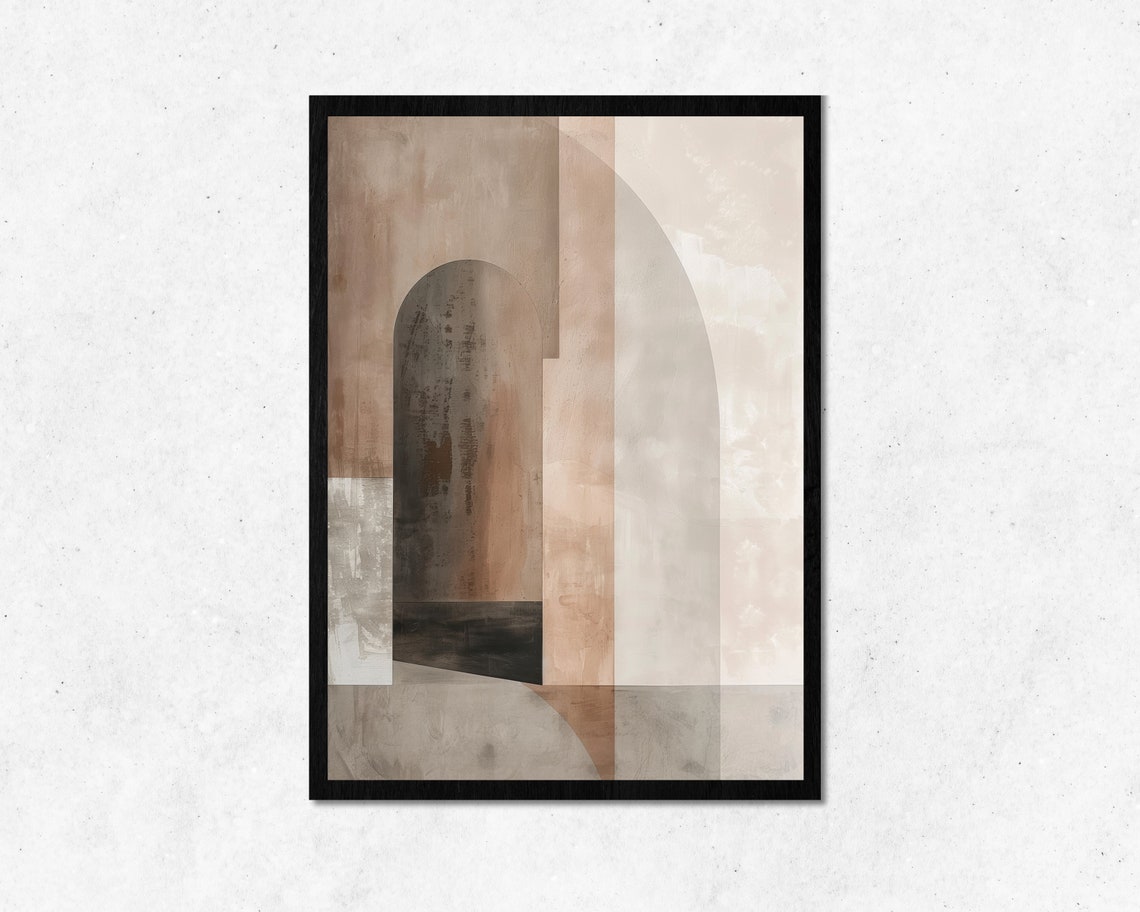 Neutral Abstract Arch Geometric Beige Mid Century Modern Art Poster