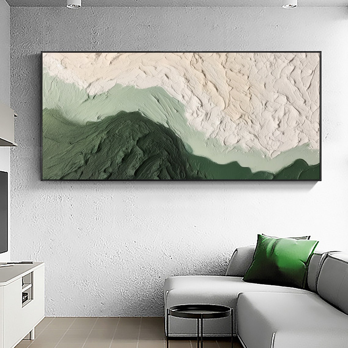 Sage Green Mountain Minimalist Textured Abstract Landscape Poster - Image 5