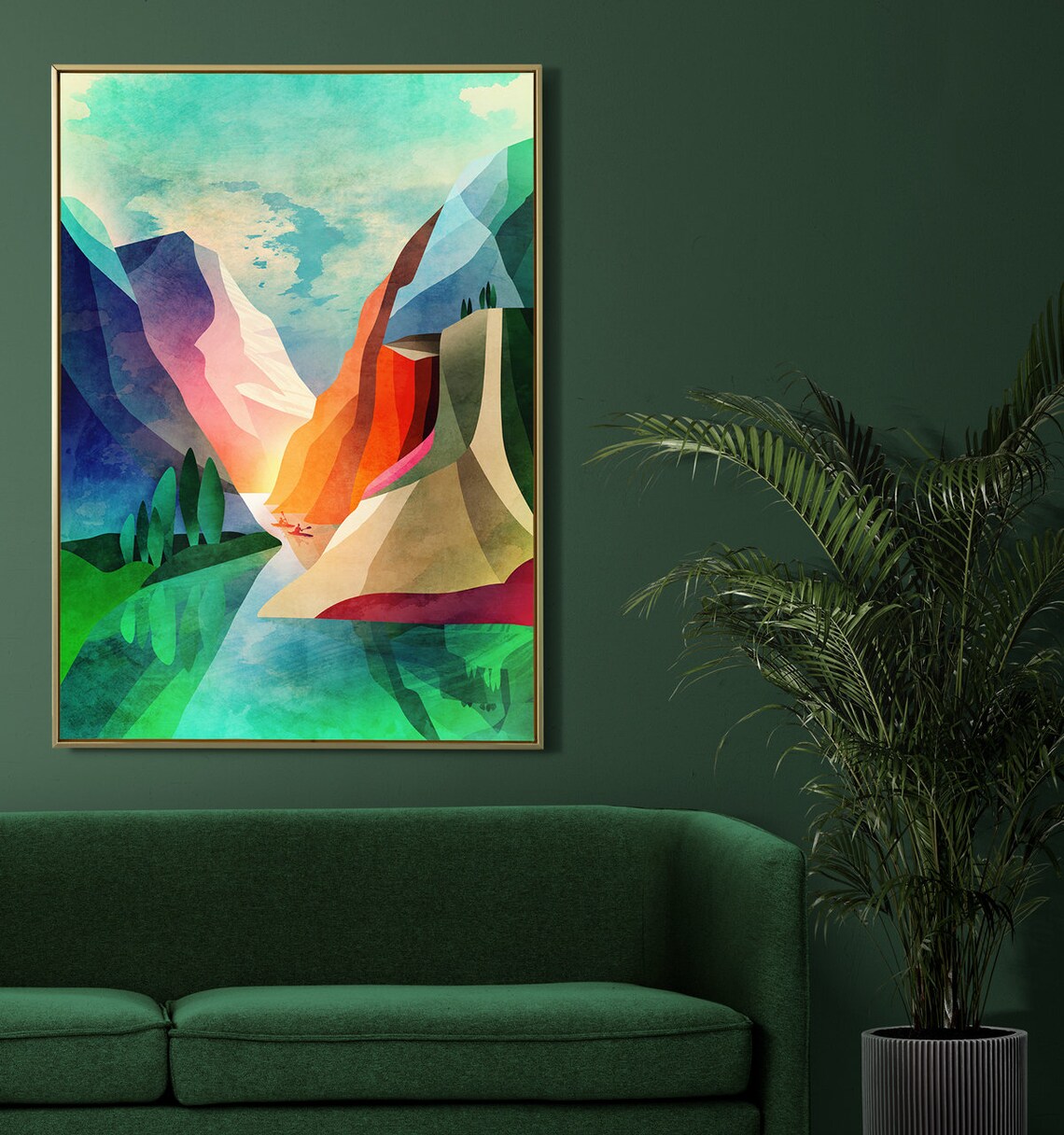 Kayaking In Canyon Art Print, Nature Landscape - Image 4