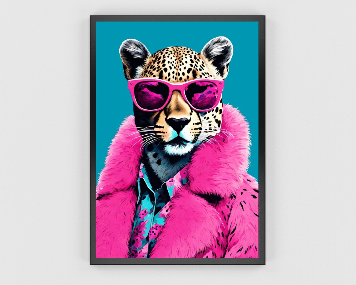 Funky Leopard Maximalist Animal Poster Art Print - Image 3