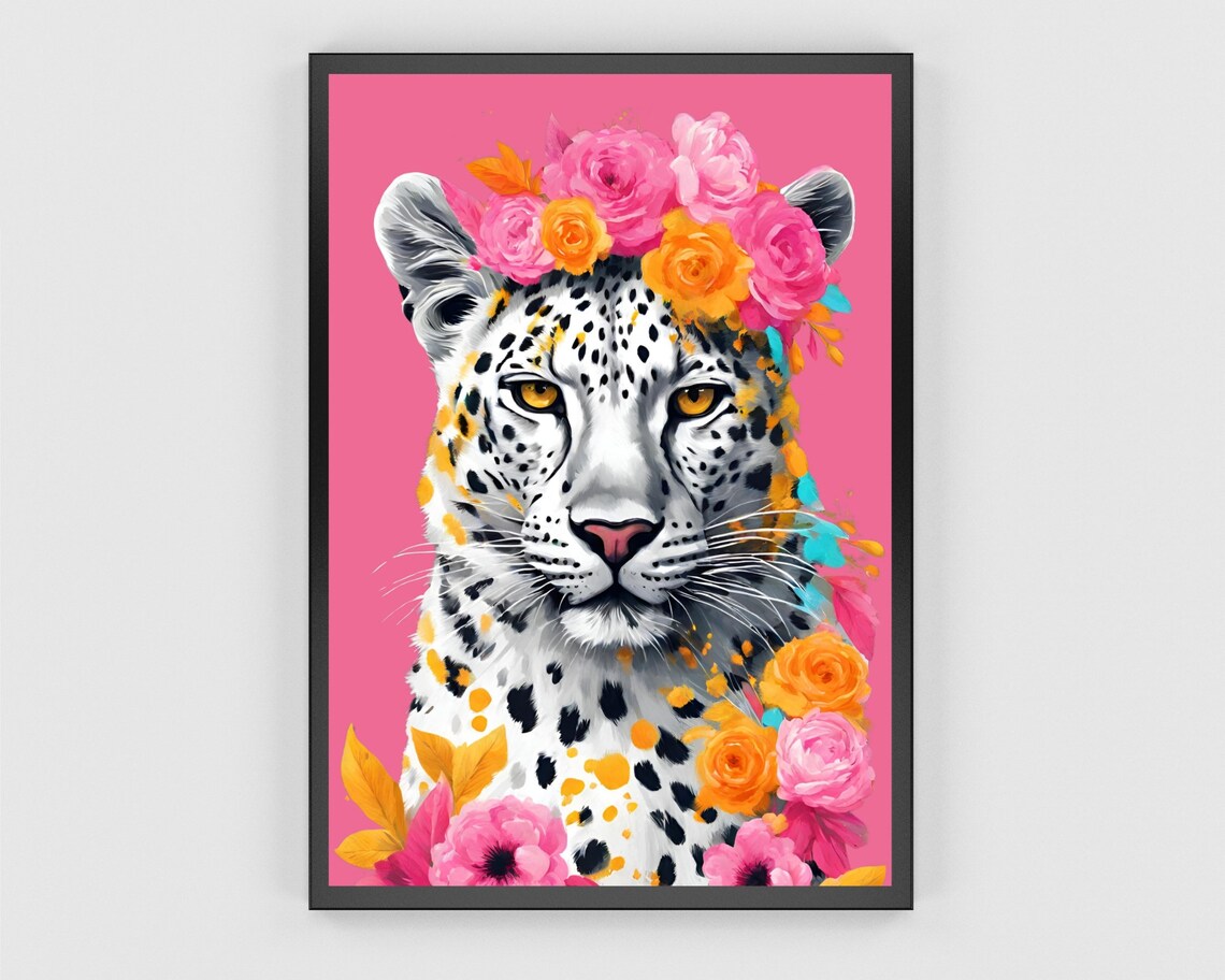 Tropical Leopard Floral Leopard Art Print, Maximalist - Image 3