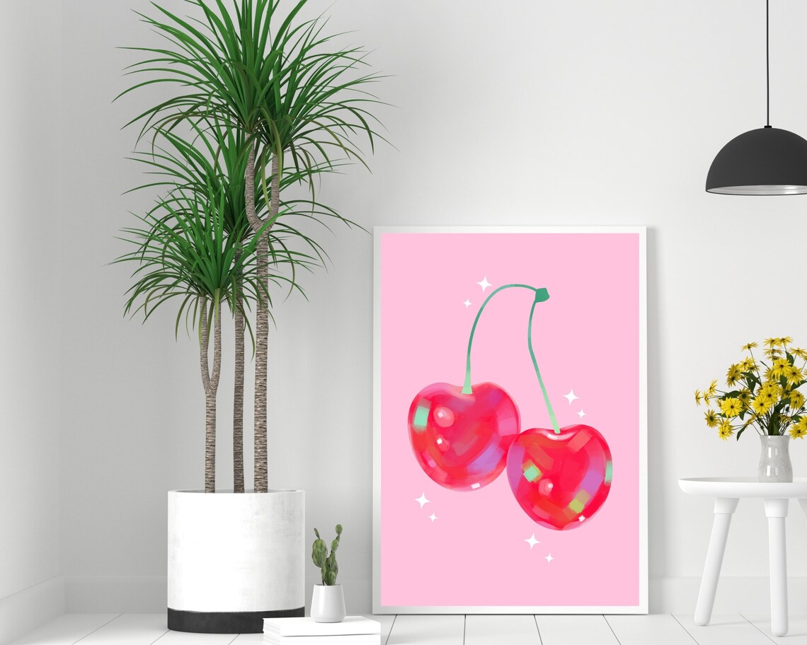 Cherries Poster Print, Y2K Aesthetic Retro Preppy Decor - Image 3