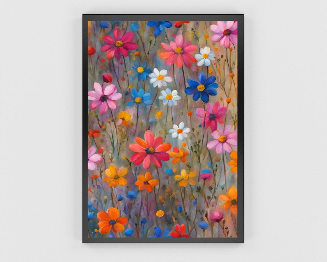 Colorful Wildflower Meadow Art Impressionist Bloom Field Print - Image 3