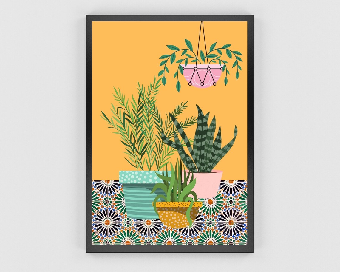 Collection Of Tropical House Plants Retro Poster - Image 3