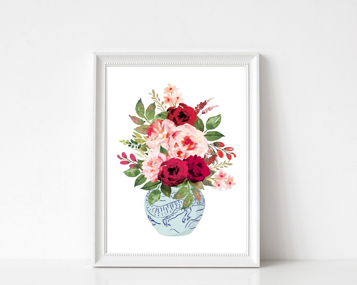 Ginger Jar Chinoiserie Art Print, Blue and White Vase - Image 2