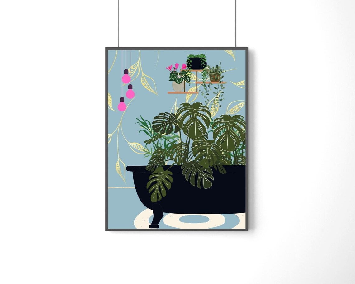 Botanical Bathroom Art Print, Boho Bathroom Decor - Image 3