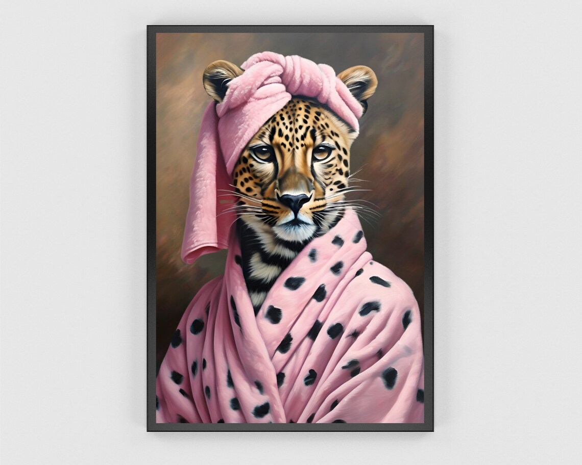 Leopard In A Bathrobe, Quirky Animal Portrait - Image 3
