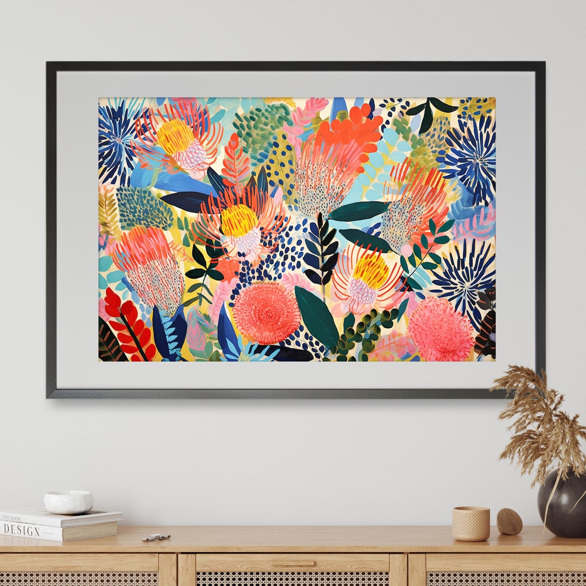 Banksia Elegance Art Print, Modern Floral Painting