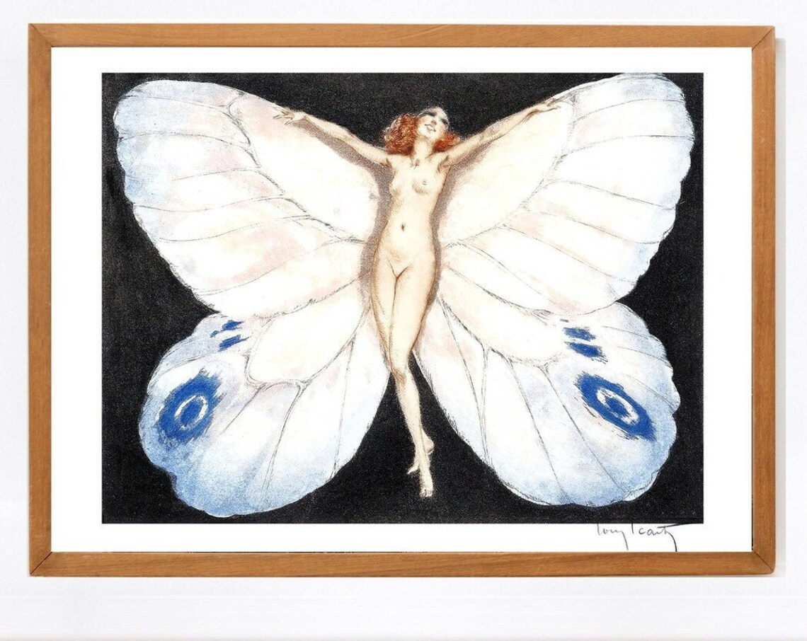 Louis Icart Butterfly Woman Winged Nude Art Deco Fantasy Art Poster - Image 2