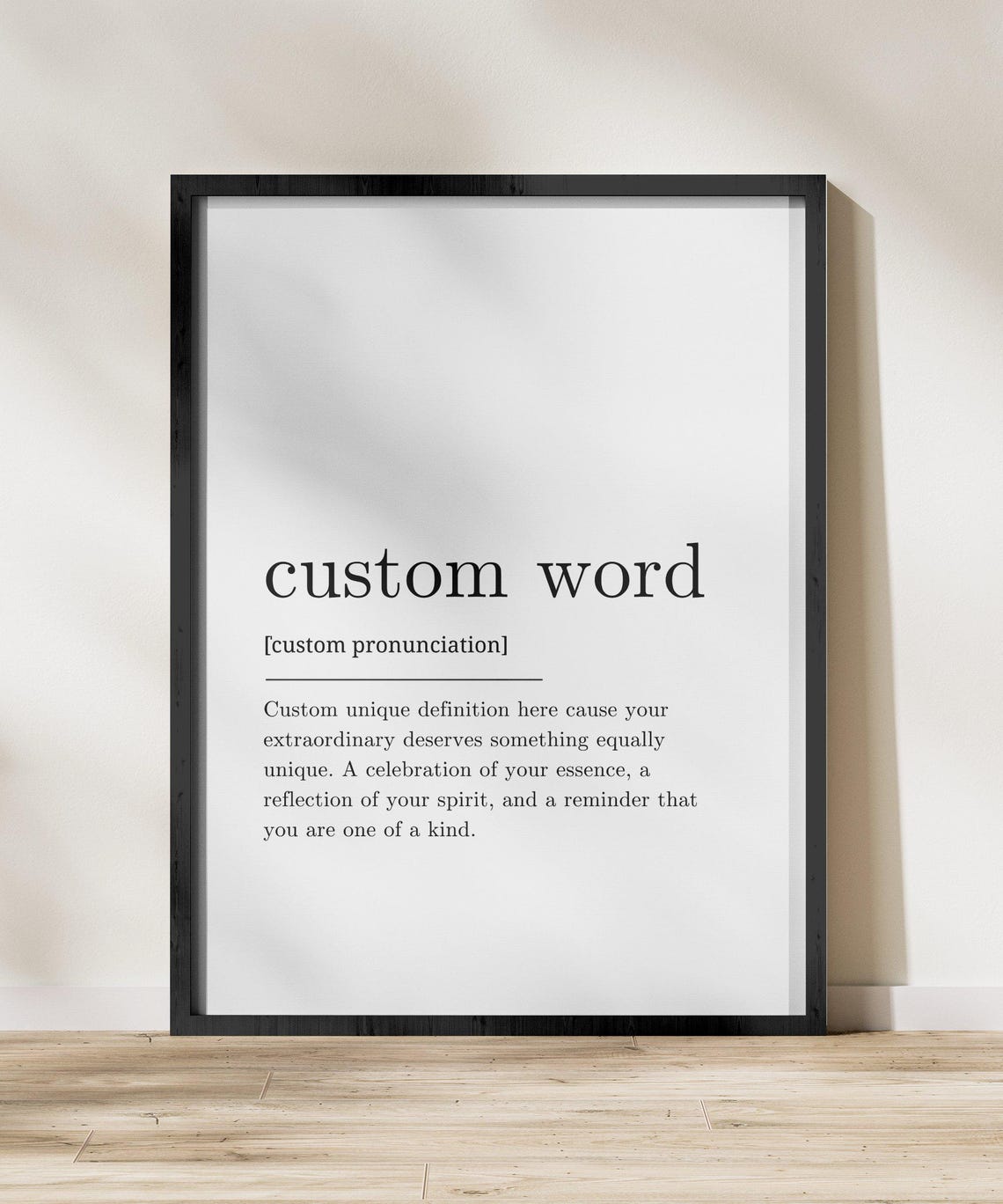 Custom Word Definition Personalized Typography Black White Wall Poster - Image 3