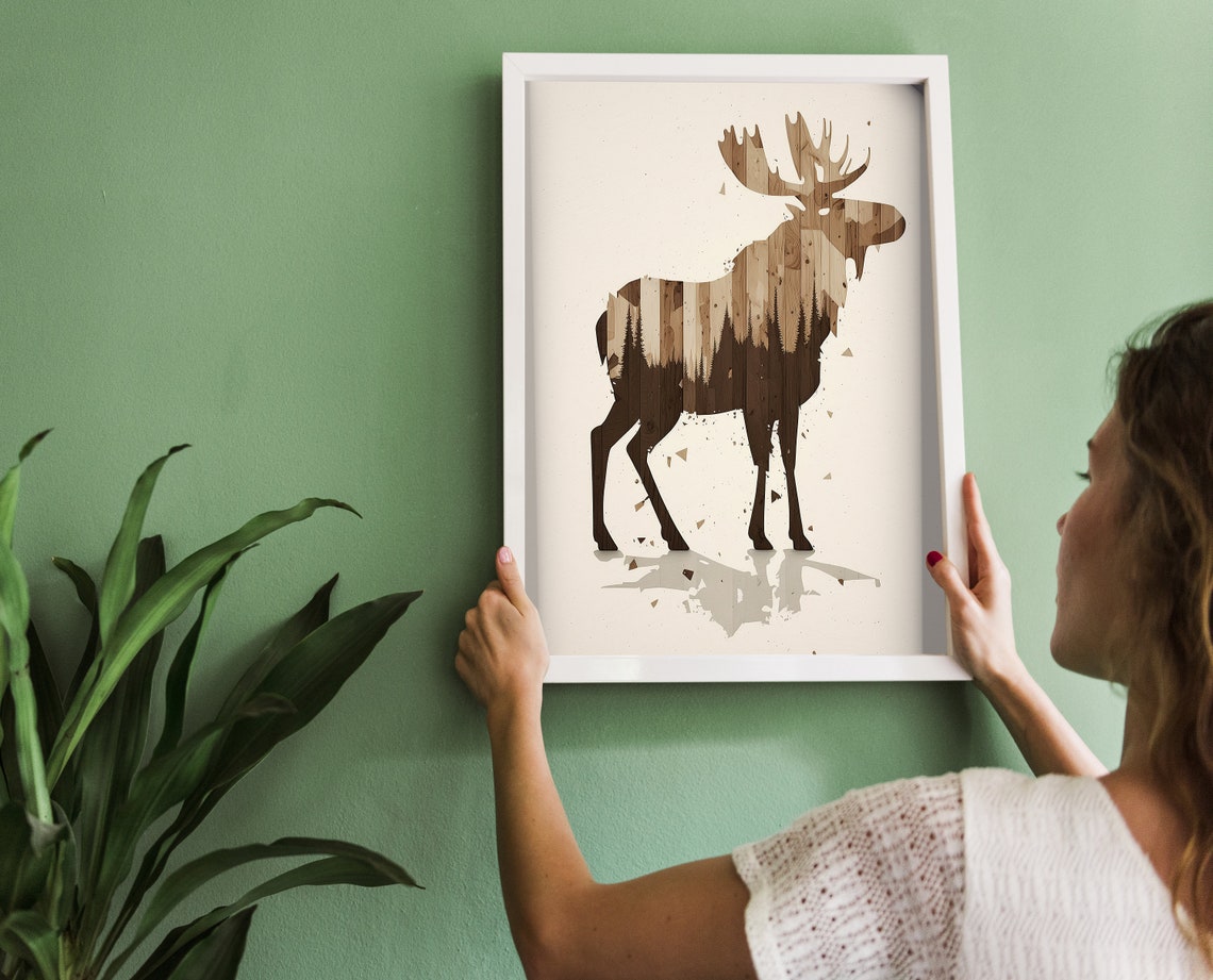 Moose Silhouette Forest Woodland Art Rustic Cabin Lodge Decor Print - Image 5