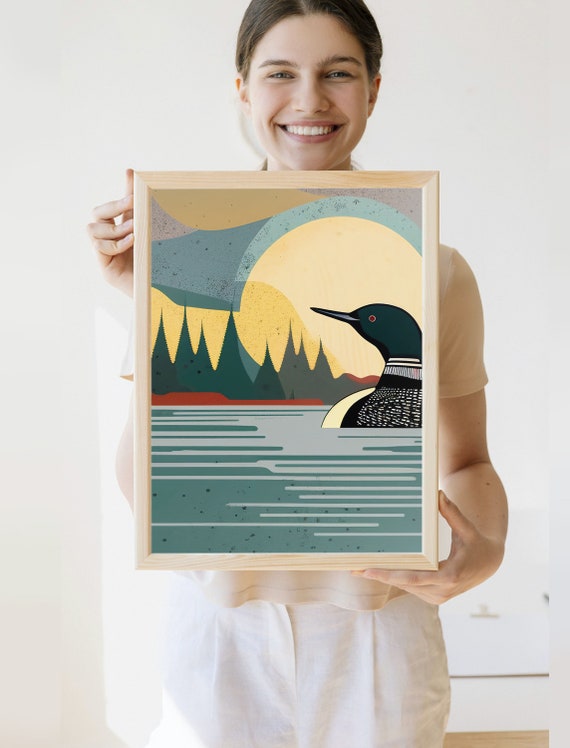 Vintage Loon Print, Minnesota Great Outdoors Art Print