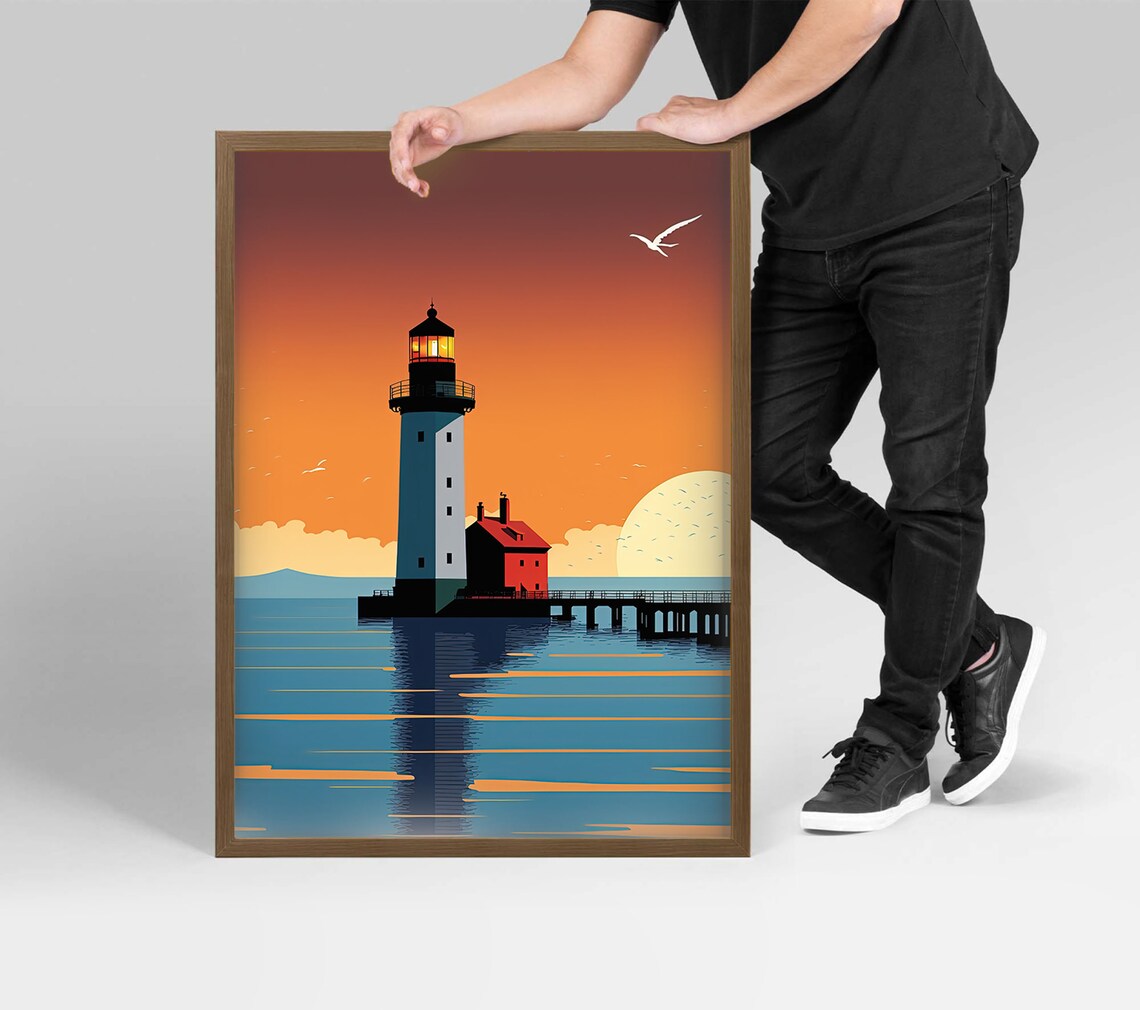 Rustic Lighthouse Print, Lake Superior Duluth Poster - Image 3