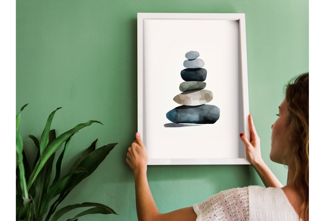 Balancing Stones Pebbles Art Print, Relax Print - Image 3