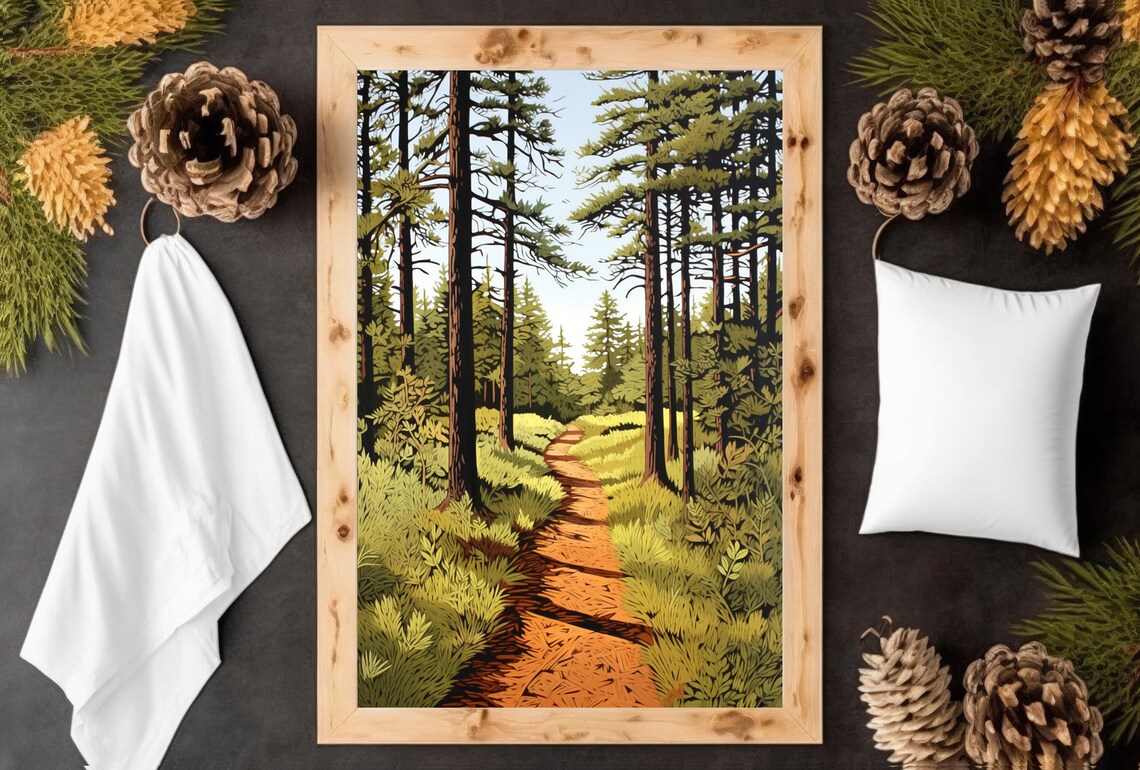 Vintage Forest Trail Print, Minnesota Lake Superior - Image 3