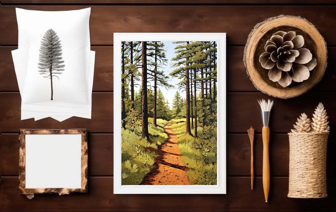 Vintage Forest Trail Print, Minnesota Lake Superior - Image 4