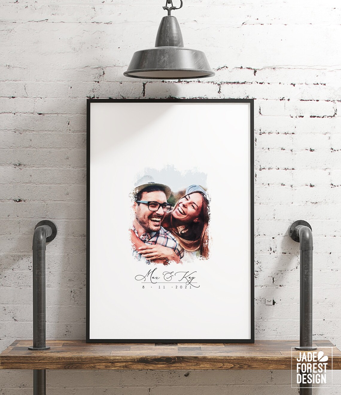 Personalized Wedding Guestbook Poster With Watercolor Couple Portrait - Image 3