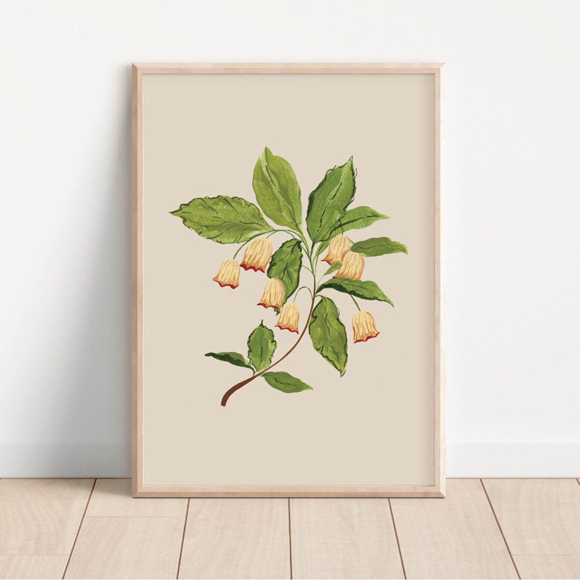 Bell Flower Neutral Botanical Wall Art Print