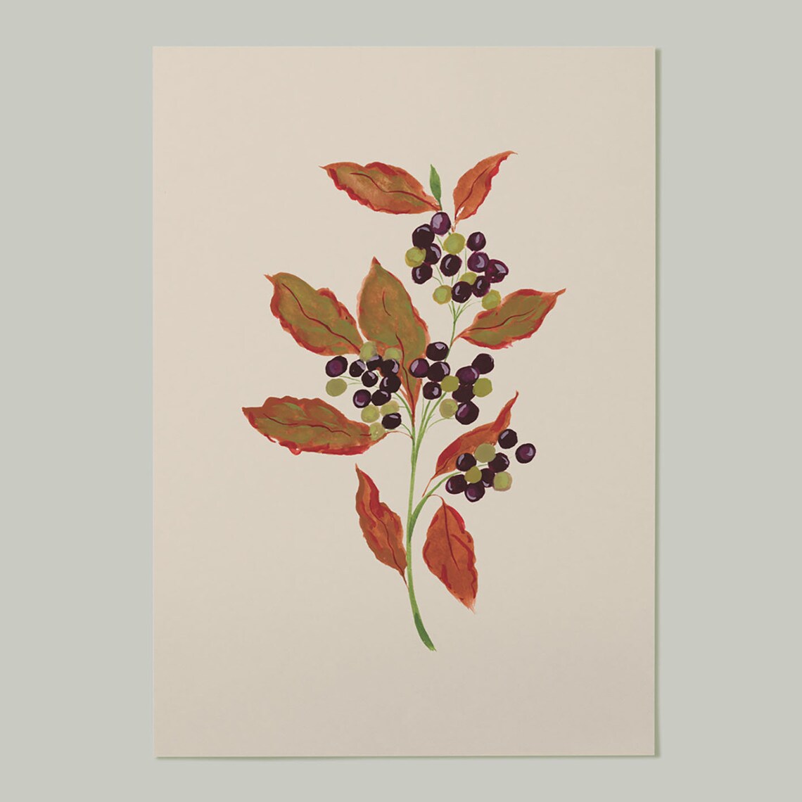 Autumn Berries Art Print, Neutral Rustic Botanical - Image 2