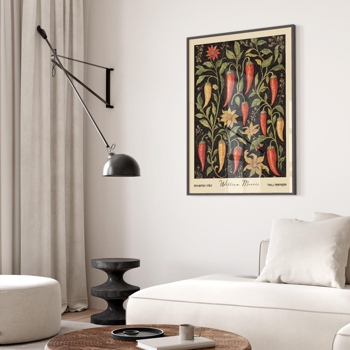 William Morris Style Chili Peppers Botanical 1953 Kitchen Art Poster - Image 2