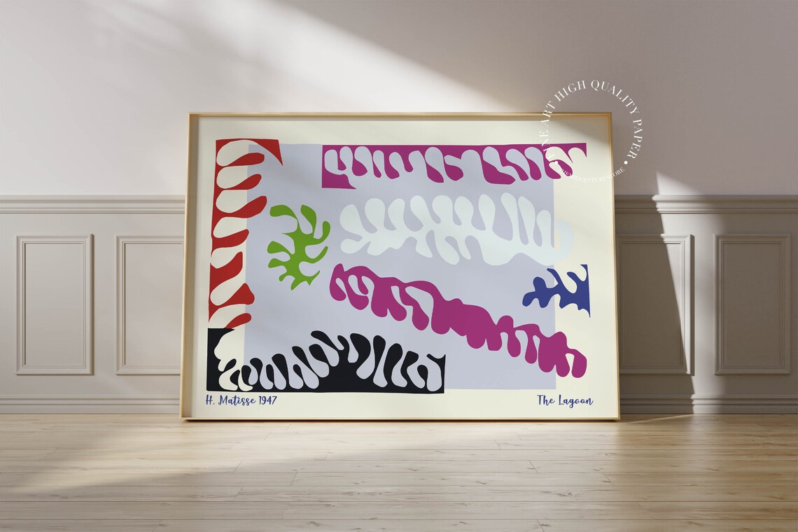 Henri Matisse The Lagoon 1947 Magenta Leaf Cutout Art Poster