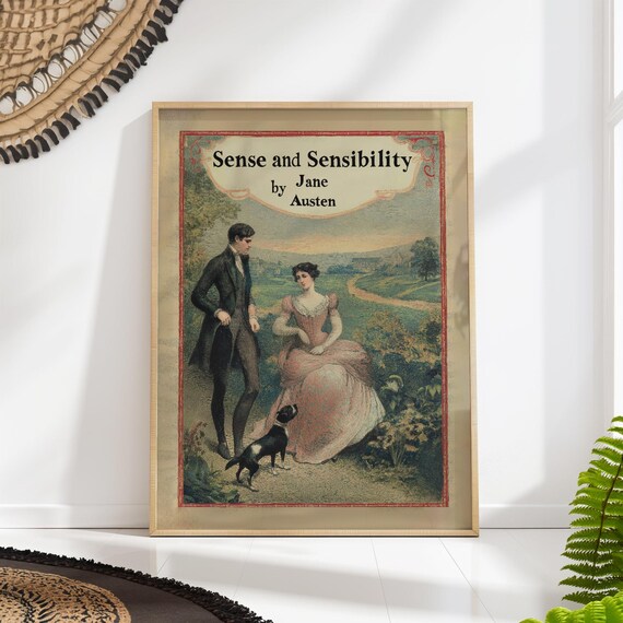 Sense And Sensibility Vintage Book Cover Art Classic Literature Print Jane Austen Home Decor Printed On Luxury Paper