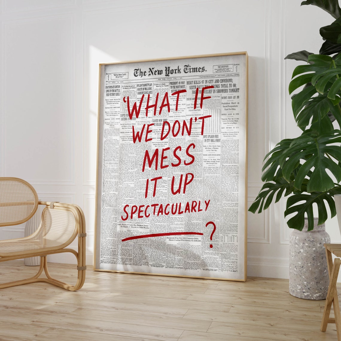 What If We Don't Mess It Up Vintage Newspaper Typography Poster - Image 2