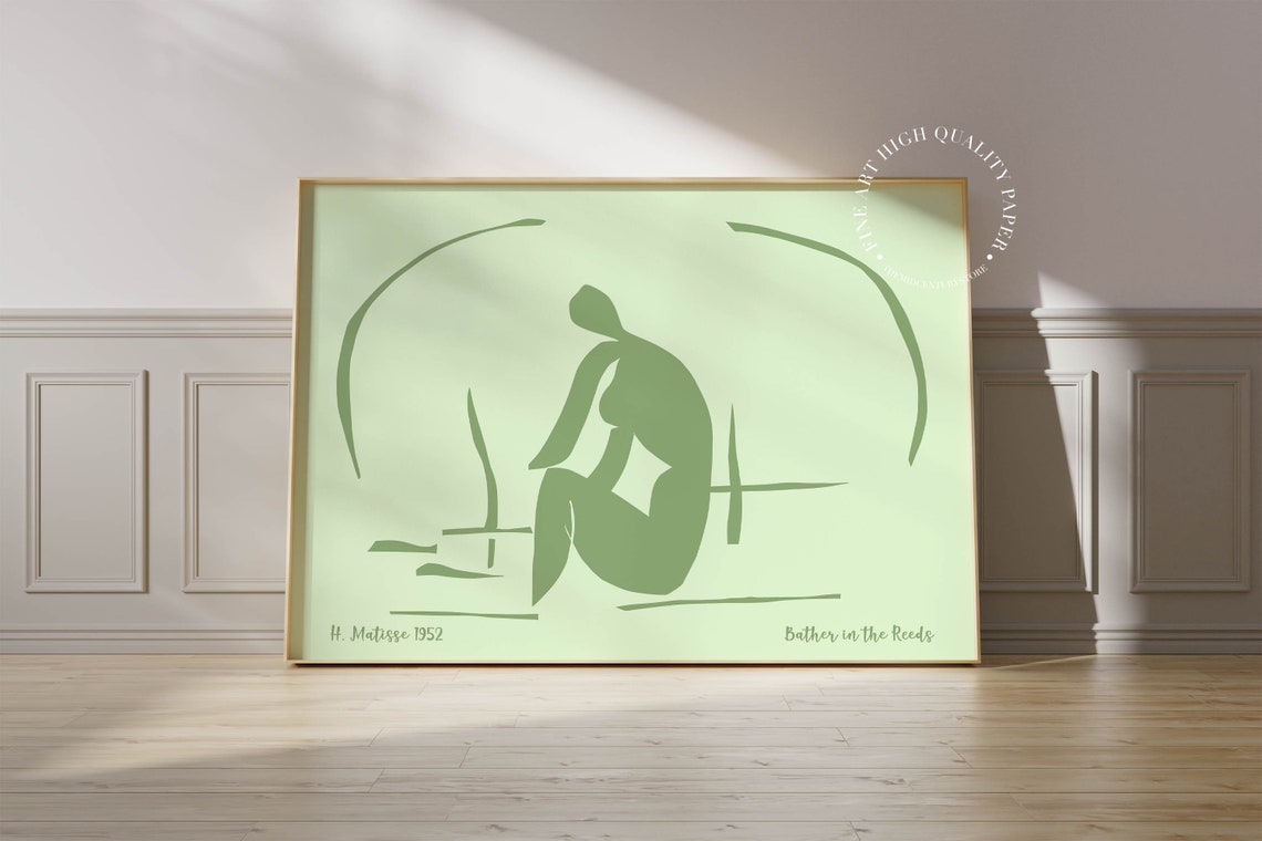 Henri Matisse Bather in the Reeds 1952 Sage Green Minimalist Poster