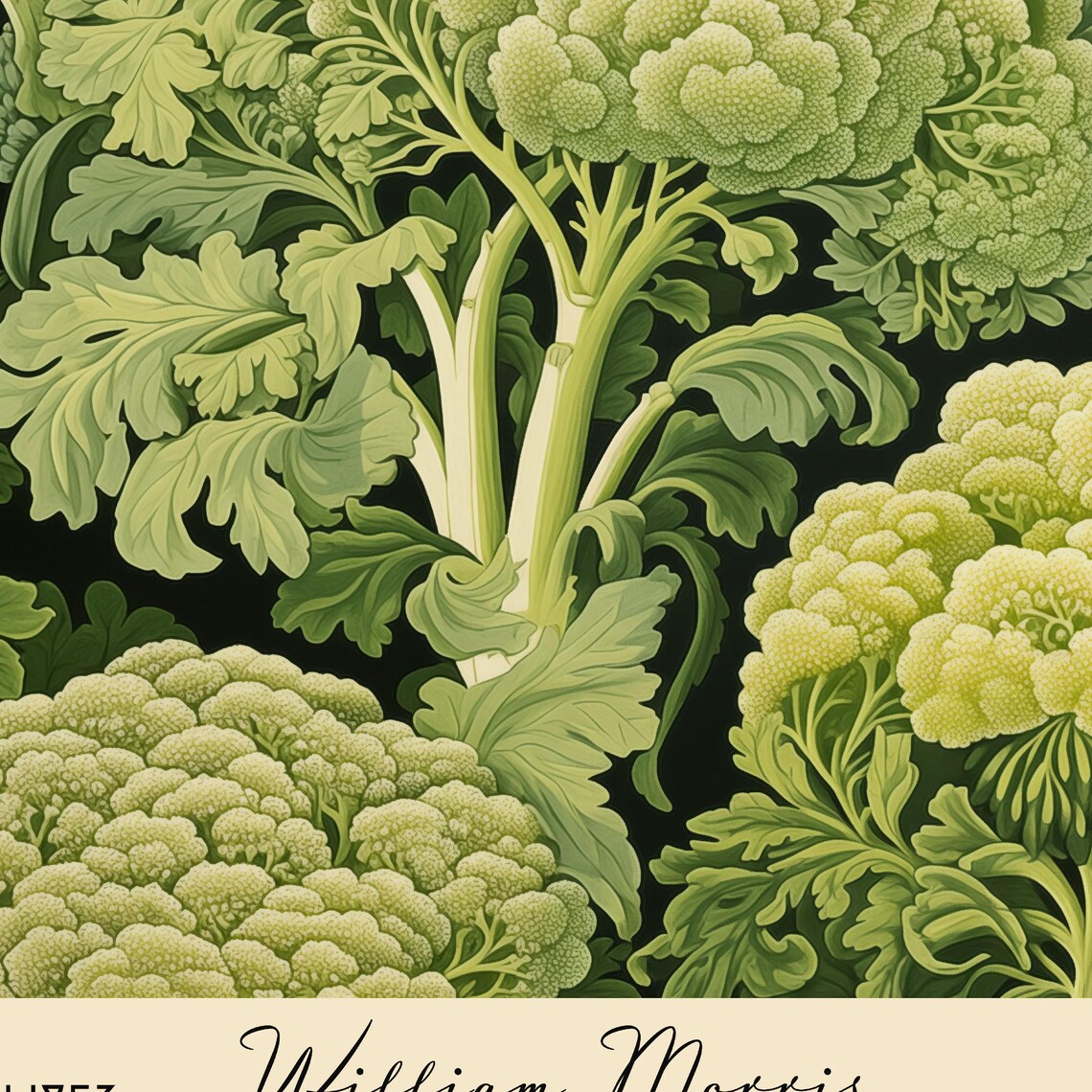 Broccoli Kitchen Art Print, William Morris Botanical - Image 2